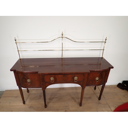 468 - A 19th Century mahogany Sideboard with brass railed gallery fitted pair of cupboard doors flanking f... 