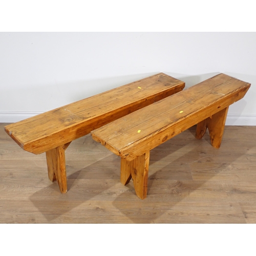 47 - A pair of rustic Pine Benches 4ft Long x 1ft 6