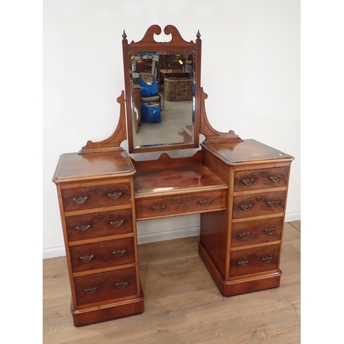 476 - A Victorian mahogany kneehole Dressing Chest fitted nine drawers 5ft 2in H x 4ft 5in W