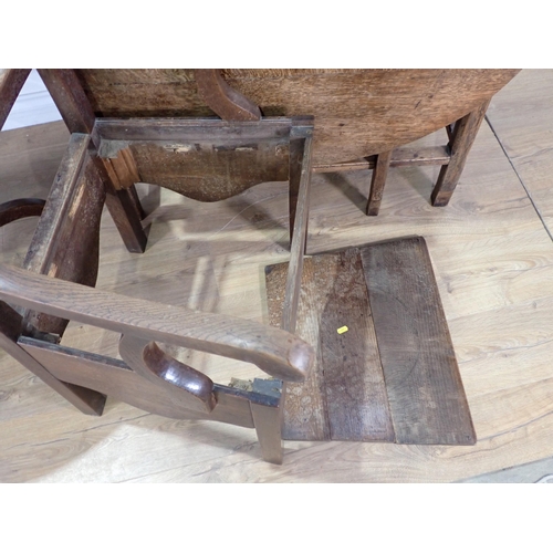 478 - An 18th Century and later oak Gateleg Table on chamfered supports 3ft 4in W x 2ft 5in H, an antique ... 