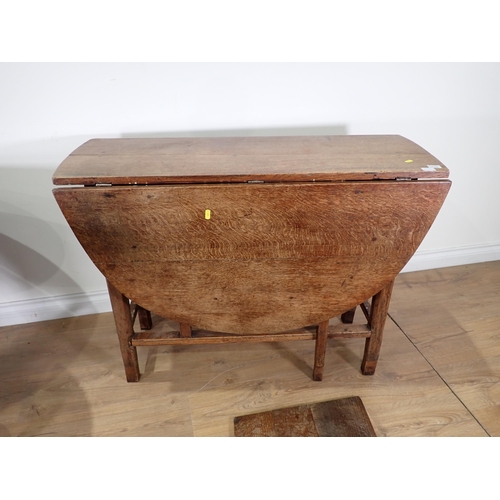 478 - An 18th Century and later oak Gateleg Table on chamfered supports 3ft 4in W x 2ft 5in H, an antique ... 