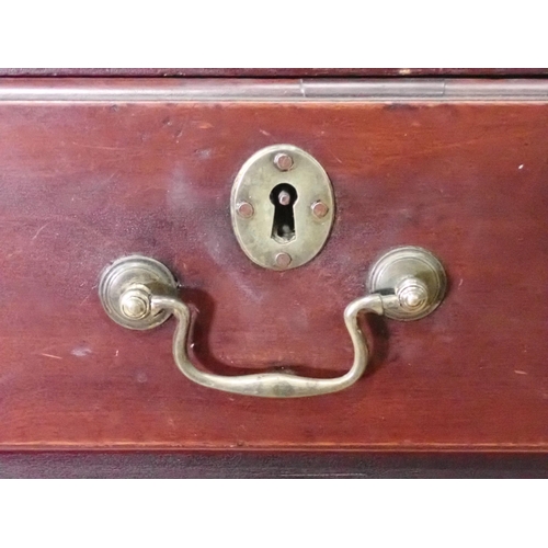 490 - A George III mahogany Chest of three short over three long graduated drawers between chamfered corne... 