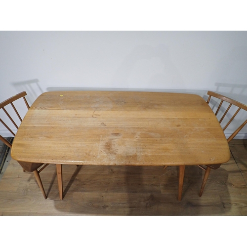 493 - An Ercol style Refectory Table 4ft 10in W x 2ft 4in H and four stick back Chairs