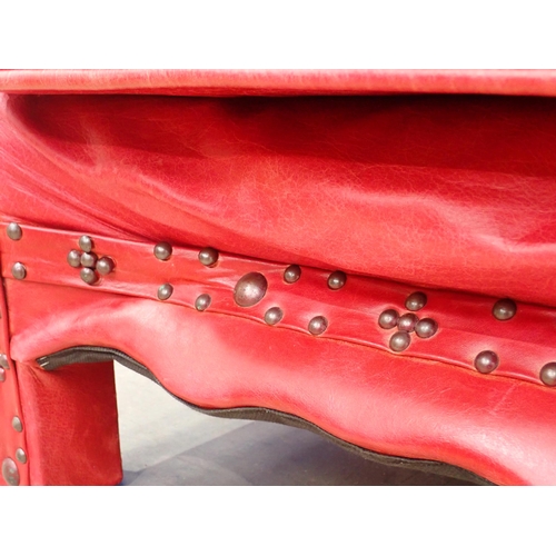 499 - A pair of red leather effect upholstered Armchairs A/F