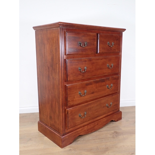 512 - A modern hardwood Chest of two short and three long drawers 3ft 7in H x 3ft W