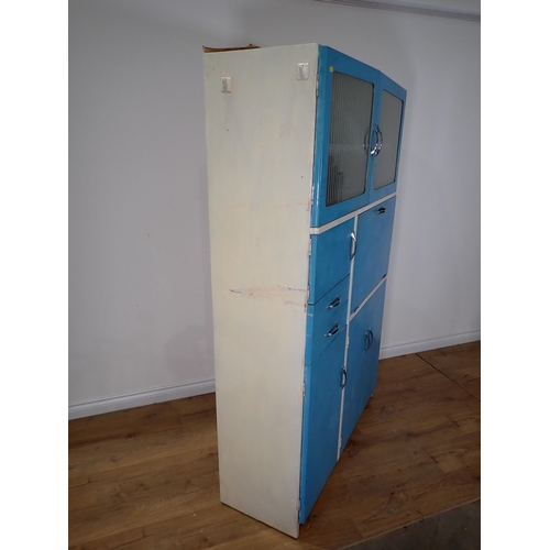 514 - A Hygene blue and cream painted retro Kitchen Cabinet 5ft 11in H x 3ft 9in W