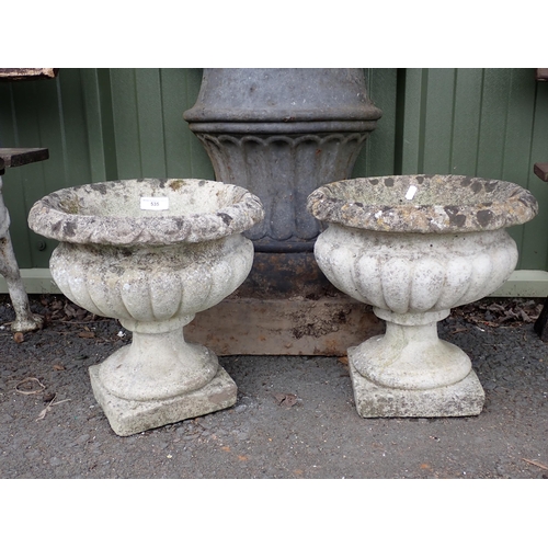 535 - A pair of small concrete Planters on plinths 13in H