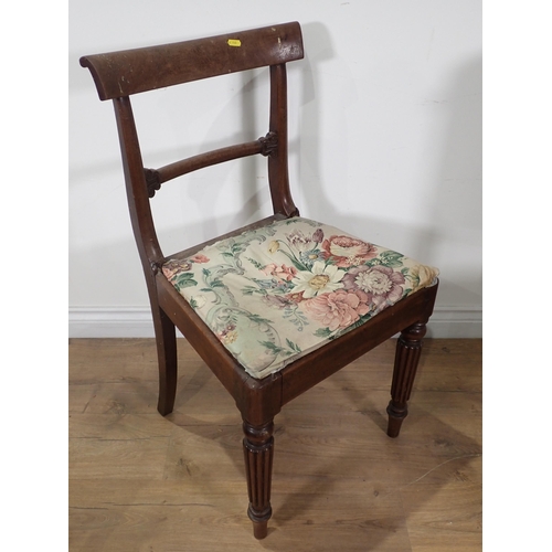 57 - A 19th Century mahogany Pot Cupboard, a bar-back Kitchen Chair, two other Chairs, a Joint Stool and ... 