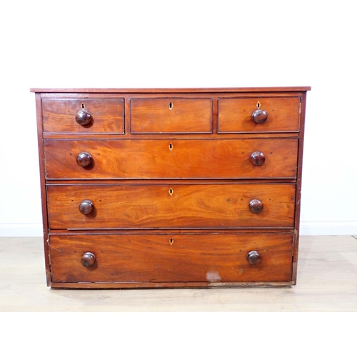 64 - A 19th Century mahogany Chest of three short and three long drawers 3ft 7in W x 2ft 9in H