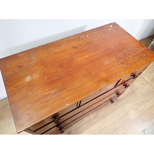 64 - A 19th Century mahogany Chest of three short and three long drawers 3ft 7in W x 2ft 9in H