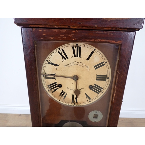 66 - A Warwick Time Stamp Co. Clocking-in Clock 3ft 2in H x 1ft 2in W