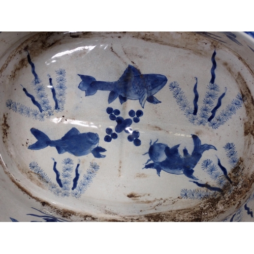 68 - An Ironstone blue and white Footbath 1ft 10in W