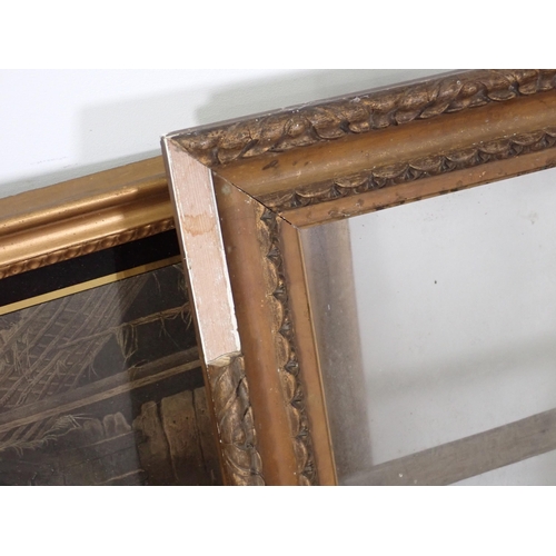 71 - A Regency gilt framed convex Mirror Frame A/F and four other gilt Frames