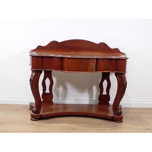 76 - A Victorian mahogany Wash Stand on cabriole supports uniting pot board 3ft 10in W x 2ft 8in H