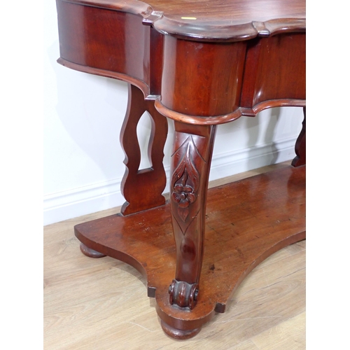 76 - A Victorian mahogany Wash Stand on cabriole supports uniting pot board 3ft 10in W x 2ft 8in H