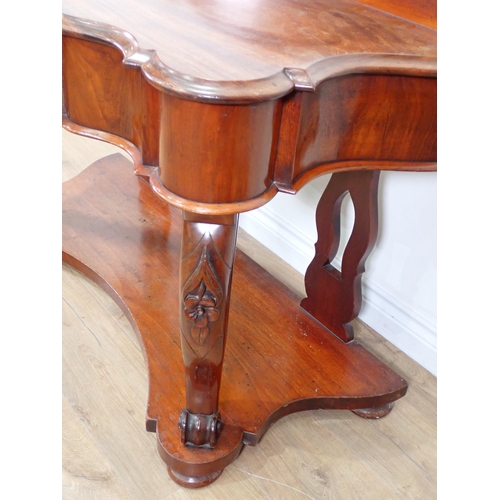 76 - A Victorian mahogany Wash Stand on cabriole supports uniting pot board 3ft 10in W x 2ft 8in H