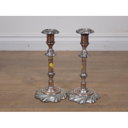 78 - A pair of Georgian silver plated Candlesticks 9 1/2in H