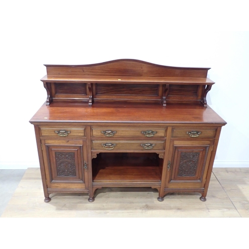 81 - A Victorian mahogany dog kennel Sideboard with raised gallery back fitted four drawers above pair of... 