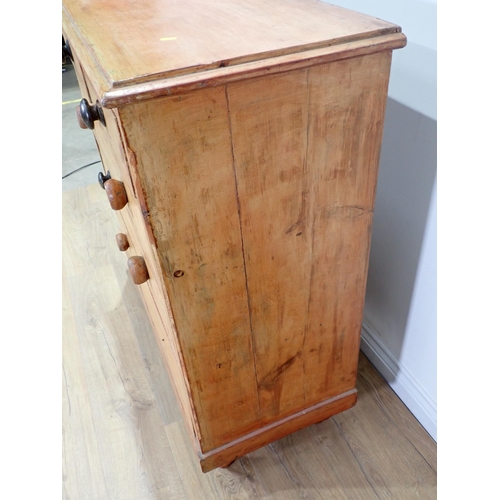 85 - A Victorian pine Chest of two short and three long drawers mounted on bun feet 3ft 6in W x 3ft 6in H