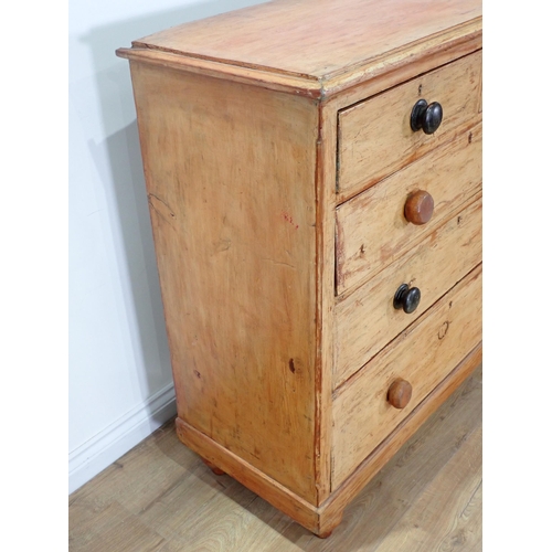 85 - A Victorian pine Chest of two short and three long drawers mounted on bun feet 3ft 6in W x 3ft 6in H