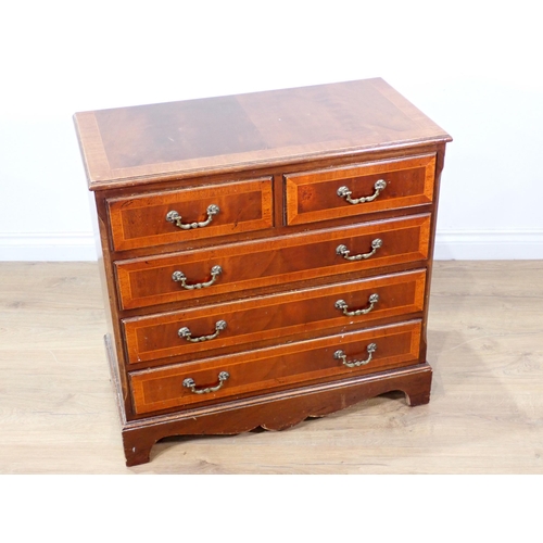 111 - A mahogany veneered Chest of two short and three long drawers 2ft 6in W x 2ft 5in H