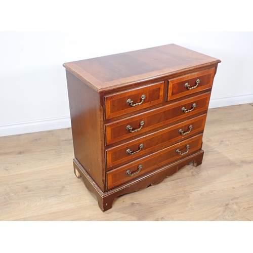 111 - A mahogany veneered Chest of two short and three long drawers 2ft 6in W x 2ft 5in H