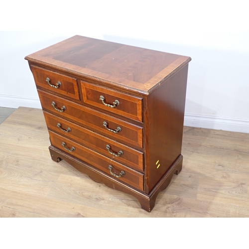 111 - A mahogany veneered Chest of two short and three long drawers 2ft 6in W x 2ft 5in H