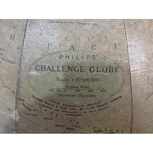 130 - A Philip's Challenge Globe in mahogany stand