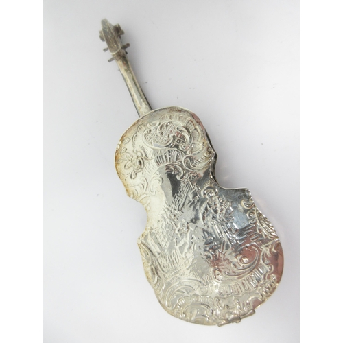 137 - A Victorian Continental silver Trinket Box in the form of a cello, import mark London 1892