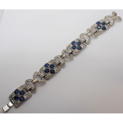 169 - An Art Deco costume Bracelet set blue and white paste