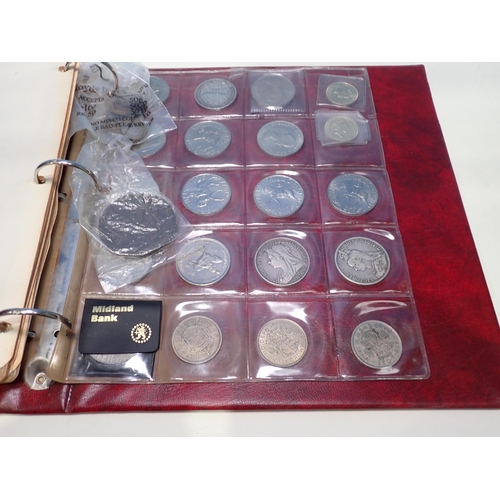 218 - An Album of mainly British Coins, to include; Crowns 1891 and 1895, a France 5 Francs 1870, a quanti... 