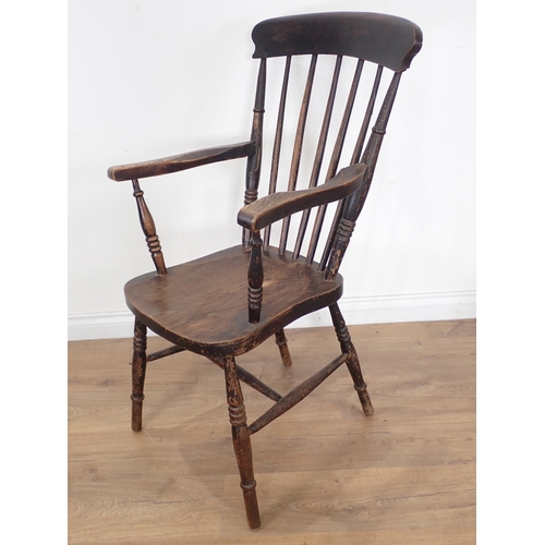 24 - A 19th Century ash and elm stick back Country Kitchen Armchair