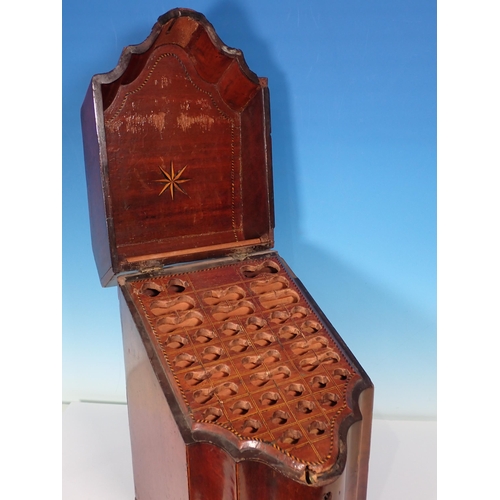 37 - A George III mahogany and star inlaid Knife Box with internal divider