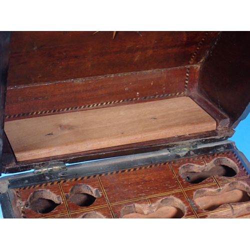 37 - A George III mahogany and star inlaid Knife Box with internal divider