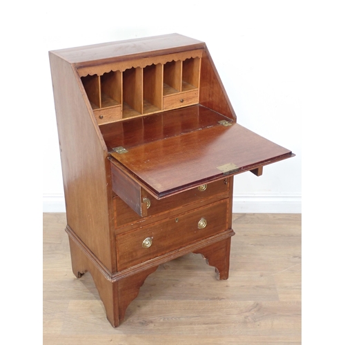 40 - An Edwardian mahogany and shell inlaid small Bureau 3ft 2in H x 1ft 9in W