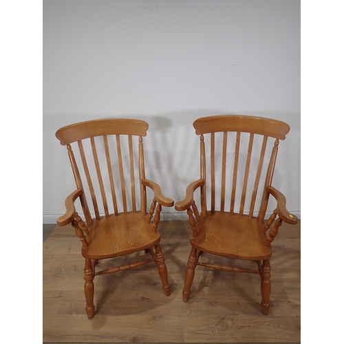 56 - A pair of modern beech wood Kitchen Armchairs