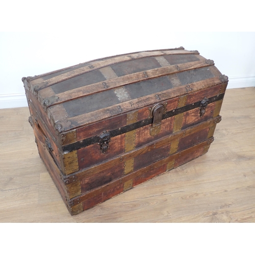 70 - A 19th Century leather covered dome topped Trunk 2ft 9in W x 1ft 10in H