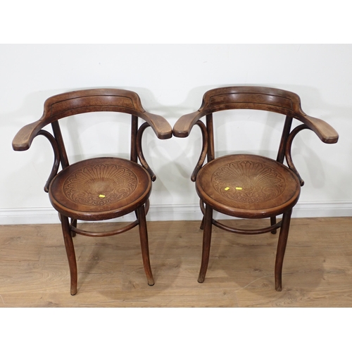 72 - A pair of Thonet style bentwood Elbow Chairs, a Victorian oak balloon back Chair and an Elbow Chair ... 