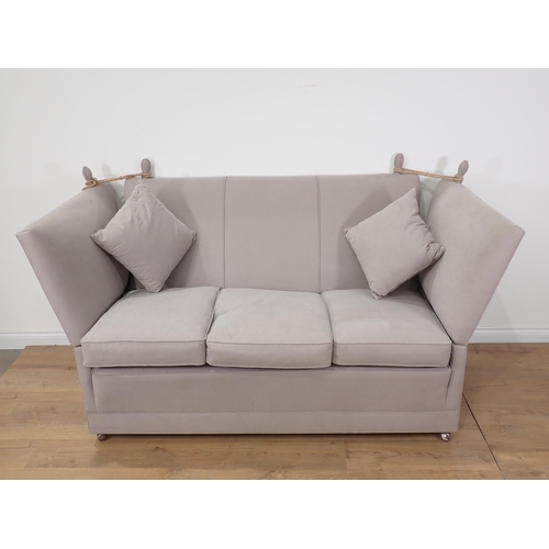 96 - A grey upholstered Knowle drop end Sofa 6ft W x 3ft 6in H