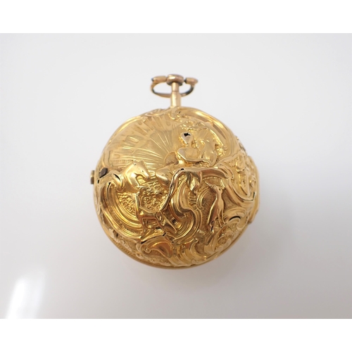 139 - An early 19th Century Irish gold pair cased key wind Pocket Watch the dial with roman numerals and e... 