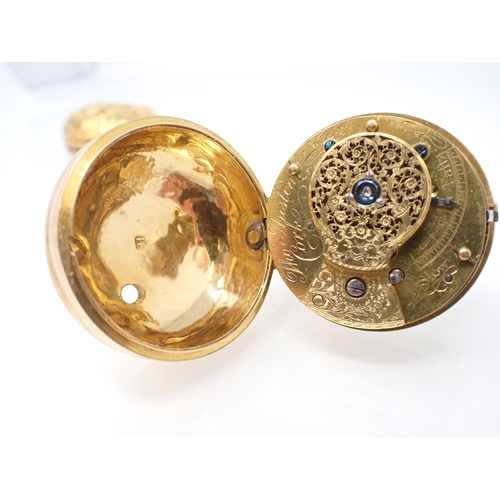 139 - An early 19th Century Irish gold pair cased key wind Pocket Watch the dial with roman numerals and e... 