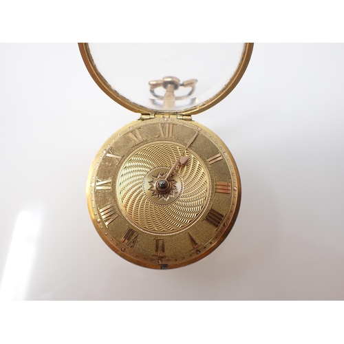 139 - An early 19th Century Irish gold pair cased key wind Pocket Watch the dial with roman numerals and e... 