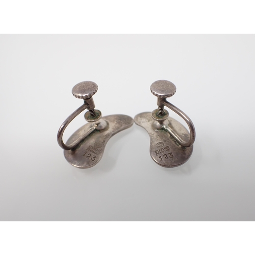 150 - A pair of Georg Jensen Bean Earrings on screw fittings stamped Georg Jensen Sterling Denmark 123.