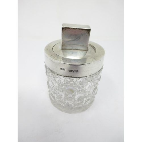 23 - A Victorian silver mounted and lidded circular cut glass Jar, London 1890