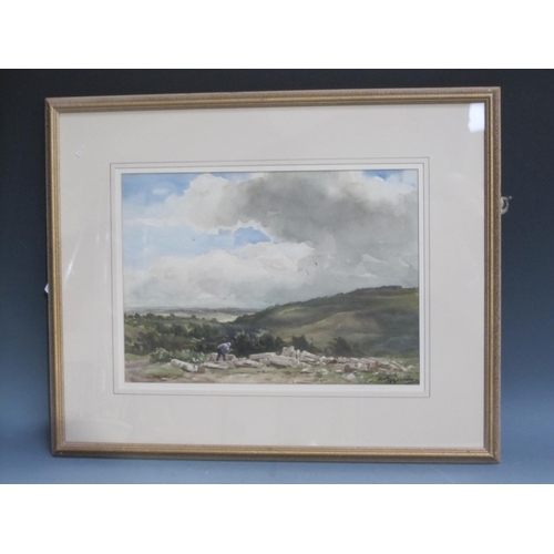 293 - WYCLIFFE EGGINTON, R.I. (1875-1951). Granite Worker, Belstone, Dartmoor, signed , watercolour, 10 x ... 