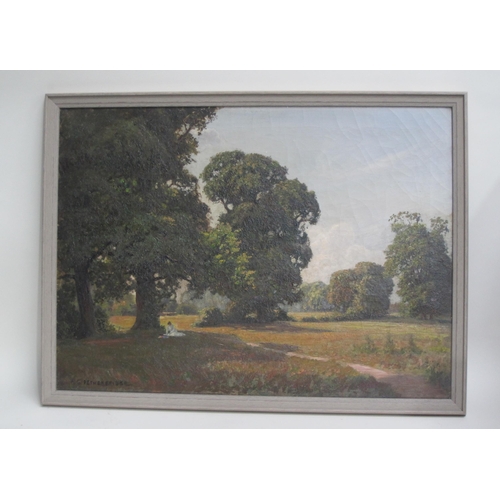 317 - ARTHUR GEORGE PETHERBRIDGE (1882-1934)' Sunlight and Shade, The New Forest, signed, oil on canvas, 2... 