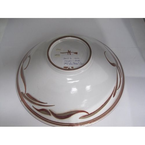 334 - A lustreware Bowl, by Nick Caiger Smith, monogrammed on base, 5in H, 15in Diam