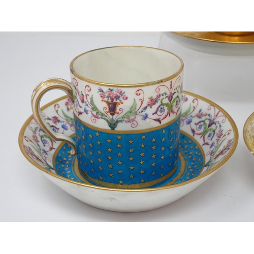 346 - A B&G Cup and Saucer with gilt dolphin and swag decoration, moulded handle, marked, a Cup and Saucer... 