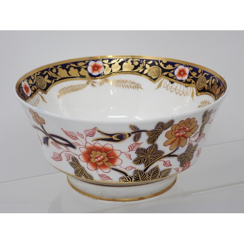 359 - A Bloor Derby Bowl with panels of fruit and flowers on a blue ground with gilt decoration, a Spode B... 