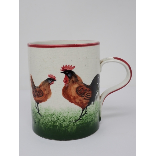 381 - A Weymss Ware large Mug decorated Chickens, the underside with impressed Wemyss Ware mark and oval T... 